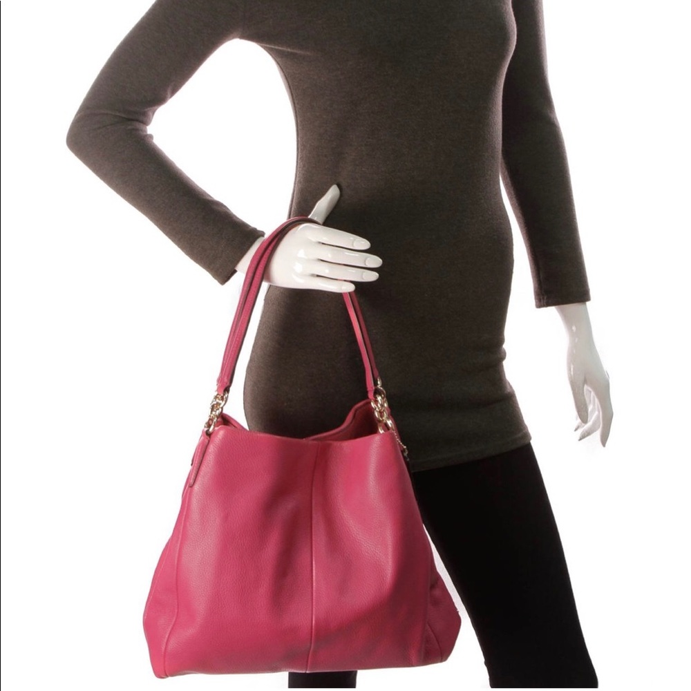 COACH Leather Phoebe Pink Shoulder Bag